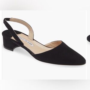 Elegant Manolo Blanik Aspro Black Suede Slingback Flats